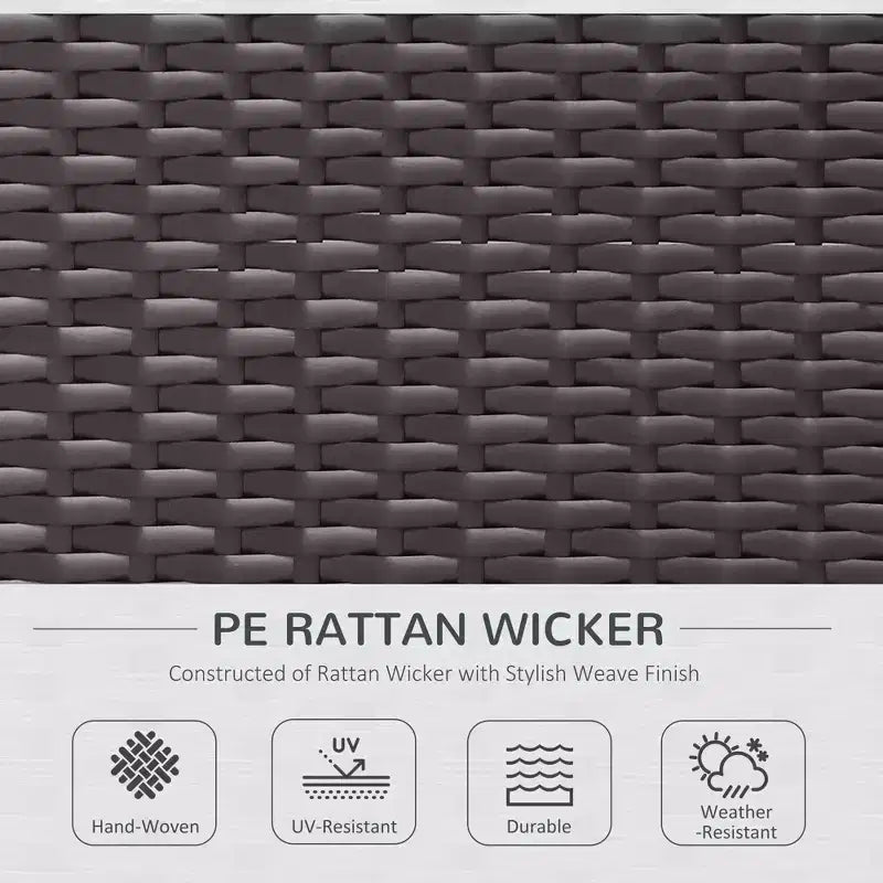 Ensemble de canapé de patio extérieur 6 pièces avec coussins, rotin synthétique résistant aux intempéries, section de canapé de 75 cm, table basse en verre pour l'extérieur
