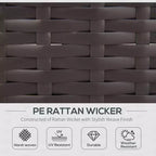 Ensemble de canapé de patio extérieur 6 pièces avec coussins, rotin synthétique résistant aux intempéries, section de canapé de 75 cm, table basse en verre pour l'extérieur