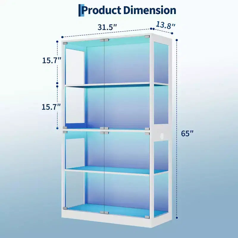 Vitrine en verre à 4 niveaux GustoWave, vitrine noire avec portes en verre, étagère de rangement pour objets de collection, salon