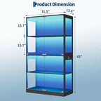 Vitrine en verre à 4 niveaux GustoWave, vitrine noire avec portes en verre, étagère de rangement pour objets de collection, salon