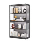 GustoWave 4-Tier Glass Display Cabinet, Black Curio Cabinet with Glass Doors, Storage Shelf for Collectibles, Living Room