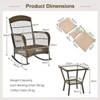 Outdoor Wicker Rocking Chairs Set of 2 , Rattan Patio Rocker Chairs with Cushions and Pillows, Garden Conversation Sofa for Porch, Decking