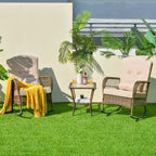 Outdoor Wicker Rocking Chairs Set of 2 , Rattan Patio Rocker Chairs with Cushions and Pillows, Garden Conversation Sofa for Porch, Decking