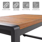 GDFStudio Vera Patio Modern Metal and Acacia Wood 4-Piece Conversation Sofa Set with Coffee Table and Cushions