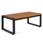 GDFStudio Vera Patio Modern Metal and Acacia Wood 4-Piece Conversation Sofa Set with Coffee Table and Cushions