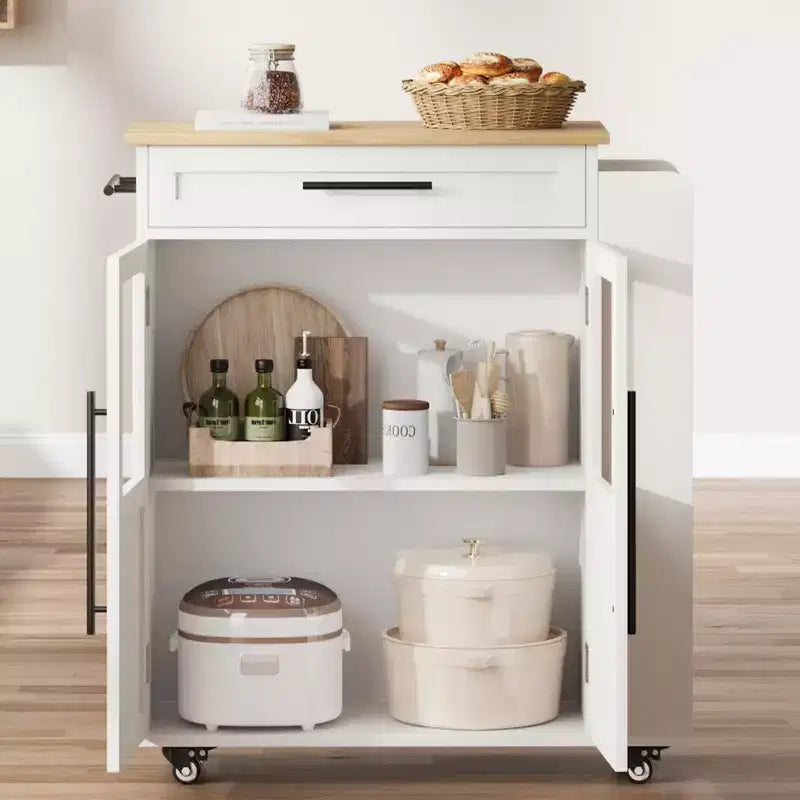 Kitchen Island with Storage, Kitchen Storage Island with Spice Rack and Drawer, 360 Rolling Kitchen on Wheels, for Home, Dining Room