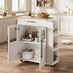Kitchen Island with Storage, Kitchen Storage Island with Spice Rack and Drawer, 360 Rolling Kitchen on Wheels, for Home, Dining Room