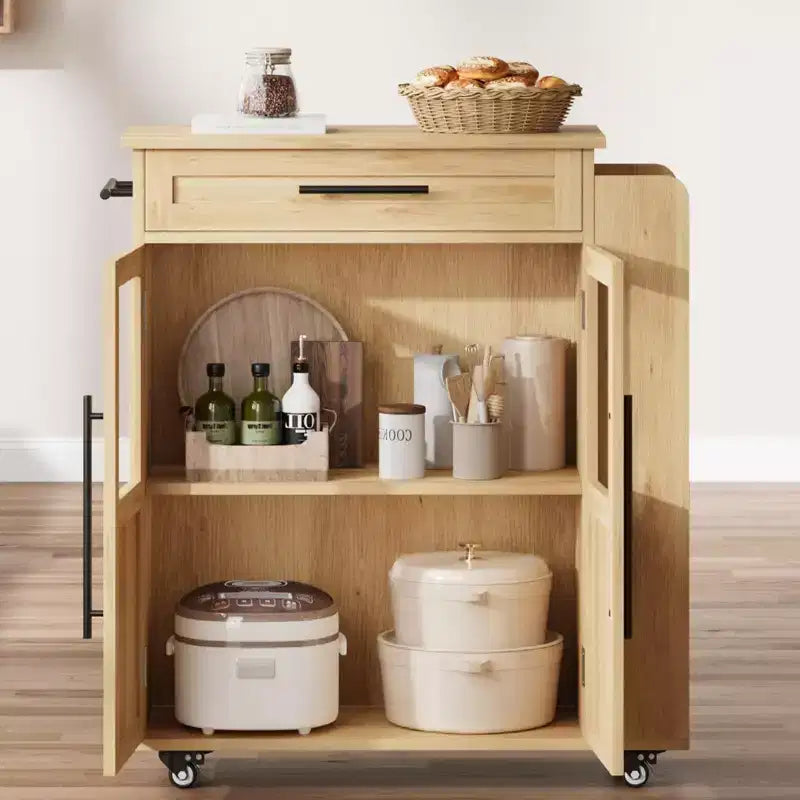 Kitchen Island with Storage, Kitchen Storage Island with Spice Rack and Drawer, 360 Rolling Kitchen on Wheels, for Home, Dining Room