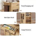 Kitchen Island with Storage, Kitchen Storage Island with Spice Rack and Drawer, 360 Rolling Kitchen on Wheels, for Home, Dining Room