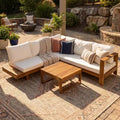 Patio Sectional Sofa Set Waterproof Outdoor Conversation Set Patio Lounge Set Garden Seating Group with Cushion & Table - ModernLuxe
