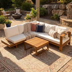 Patio Sectional Sofa Set Waterproof Outdoor Conversation Set Patio Lounge Set Garden Seating Group with Cushion & Table - ModernLuxe