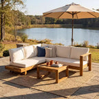 Canapé d'angle de patio extérieur imperméable avec coussins et table - ModernLuxe