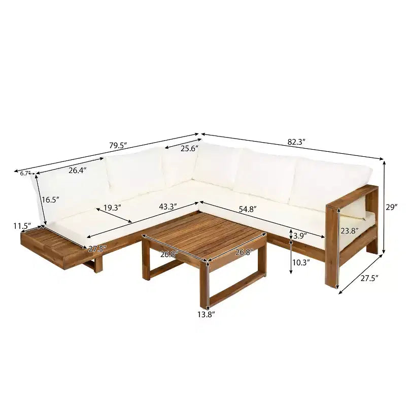 Canapé d'angle de patio extérieur imperméable avec coussins et table - ModernLuxe