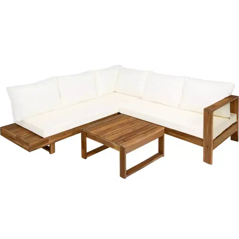 Canapé d'angle de patio extérieur imperméable avec coussins et table - ModernLuxe