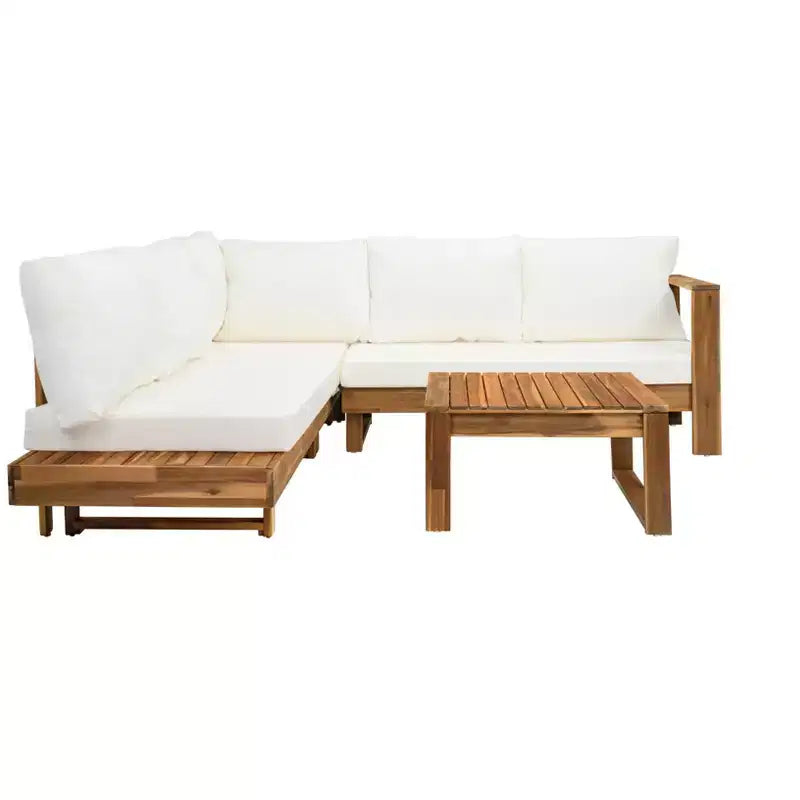 Canapé d'angle de patio extérieur imperméable avec coussins et table - ModernLuxe