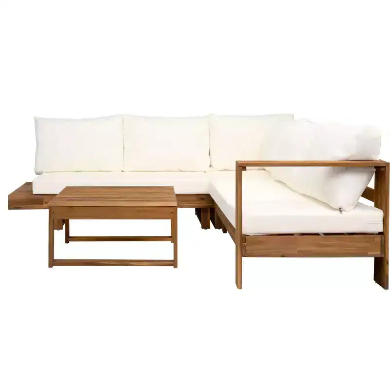 Canapé d'angle de patio extérieur imperméable avec coussins et table - ModernLuxe