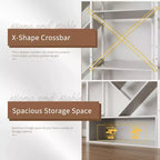 6-Tier Triple Column Industrial Tree Bookshelf, 24-Shelf Modern Wood Bookcase and Display Rack for Living Room and Home Office
