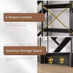 6-Tier Triple Column Industrial Tree Bookshelf, 24-Shelf Modern Wood Bookcase and Display Rack for Living Room and Home Office