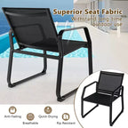 Costway 4 PCS Patio Conversation Set w/ Breathable Fabric Seat Tempered Glass Tabletop