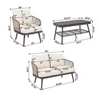 Christopher Knight Home Piotr 4 Piece Outdoor Acacia Wood and Metal Seating Set with Rope Woven