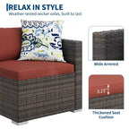 4 Piece Outdoor Patio Furniture Sets,Wicker Rattan Conversation Sets, Bistro Patio Set with 2 Chairs,Soft Cushion,Loveseat and 1 Glass Coffee Table