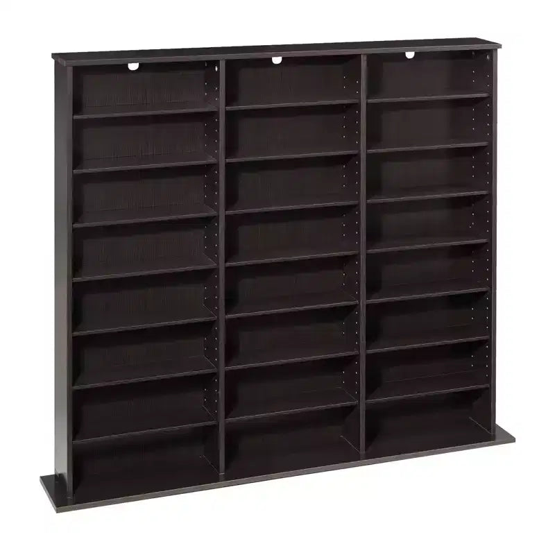 VEVOR Media Storage Cabinet, 8-Tier DVD Shelf Organizer, 55.91 x 8.66 x 51.18 in Multimedia Storage Organizer for CDs, DVDs, Books & Games, Brown