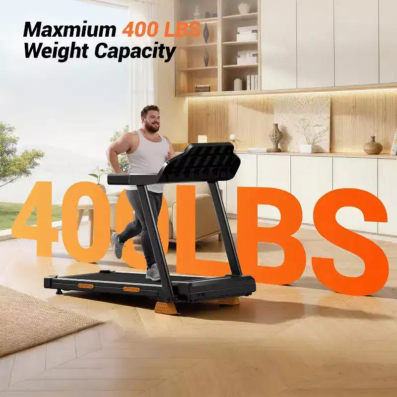 KikiBriz Treadmills for Home with Incline, 7-Layer Shock-Absorbing Foldable Treadmill with Led Screen & Handle Bar Up to Large Capacity