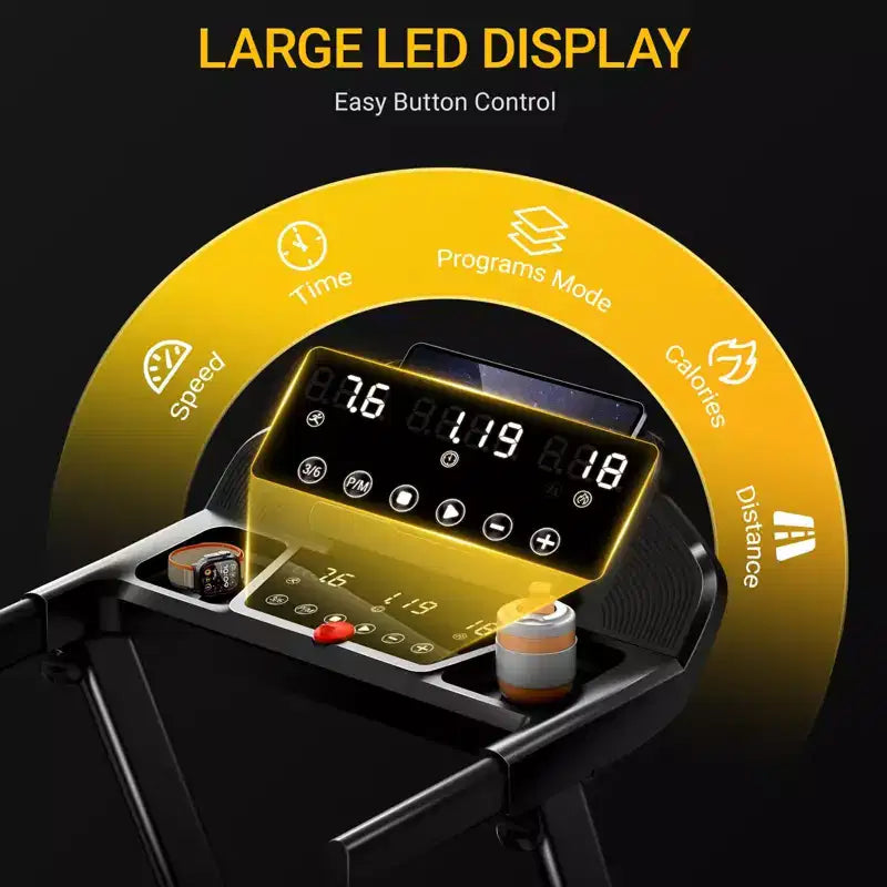 Treadmills for Home with 14% Incline & Led Screen, 3.0HP Quiet Foldable Treadmill with Handle Bar Up to 360lbs Capacity