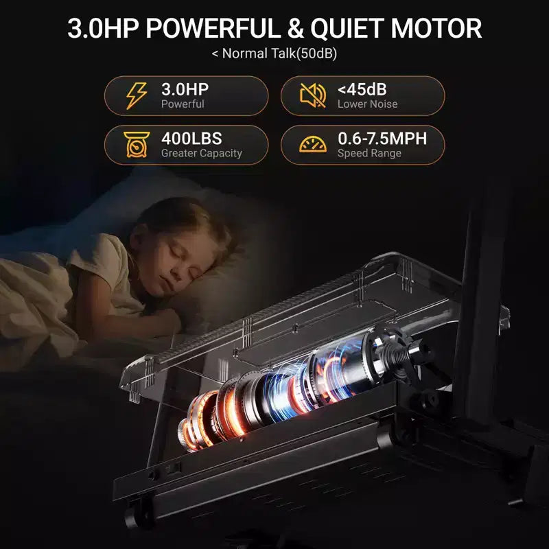 Treadmills for Home with 14% Incline & Led Screen, 3.0HP Quiet Foldable Treadmill with Handle Bar Up to 360lbs Capacity