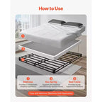Sommier tapissier VEVOR, cadre de lit queen size avec tissu lavable, cadre en métal robuste pour lit queen, support de matelas de 10,16 cm, noir
