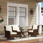 4 Piece Rattan Patio Furniture Set, Conversation Set with Swivel Glider Chairs Table Loveseat for Garden, Patio