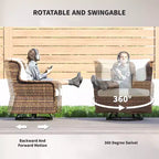 4 Piece Rattan Patio Furniture Set, Conversation Set with Swivel Glider Chairs Table Loveseat for Garden, Patio