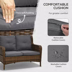 4 Piece Rattan Patio Furniture Set, Conversation Set with Swivel Glider Chairs Table Loveseat for Garden, Patio