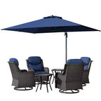 Ensemble de chaises à bascule d'extérieur UPTIOT avec tables d'appoint et parasol de terrasse à double auvent de 4 mètres