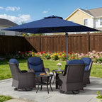 Ensemble de chaises à bascule d'extérieur UPTIOT avec tables d'appoint et parasol de terrasse à double auvent de 4 mètres