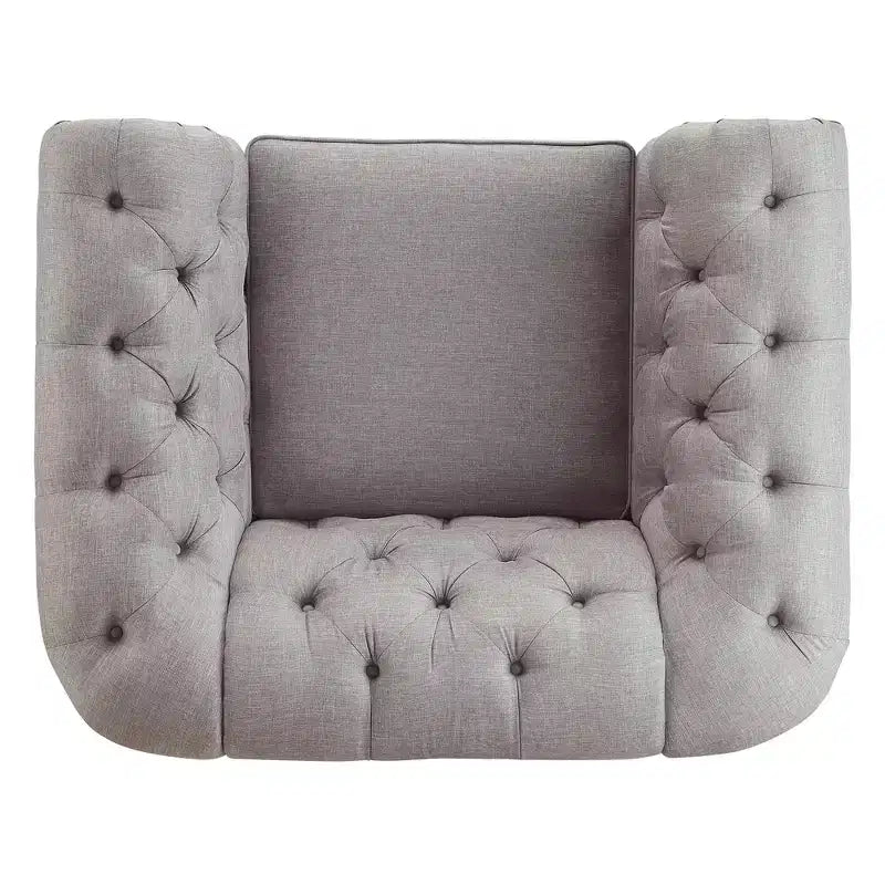 Fauteuil d'appoint de salon en lin Cartia - Gris - iNSPIRE Q