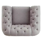 Fauteuil d'appoint de salon en lin Cartia - Gris - iNSPIRE Q
