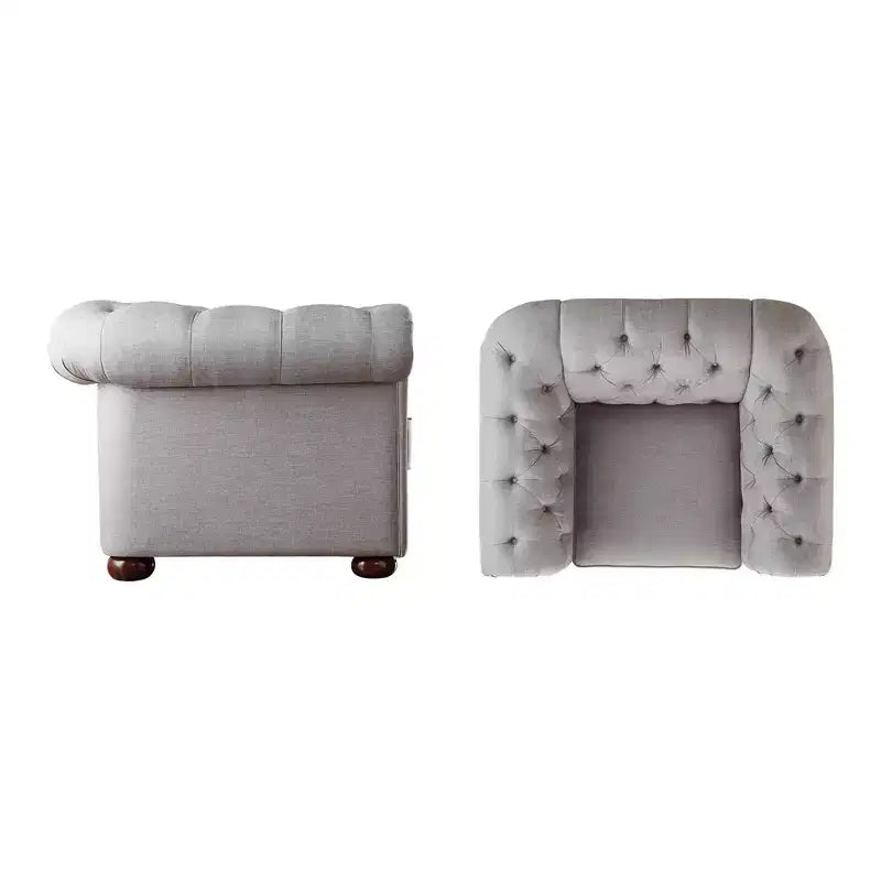 Fauteuil d'appoint de salon en lin Cartia - Gris - iNSPIRE Q