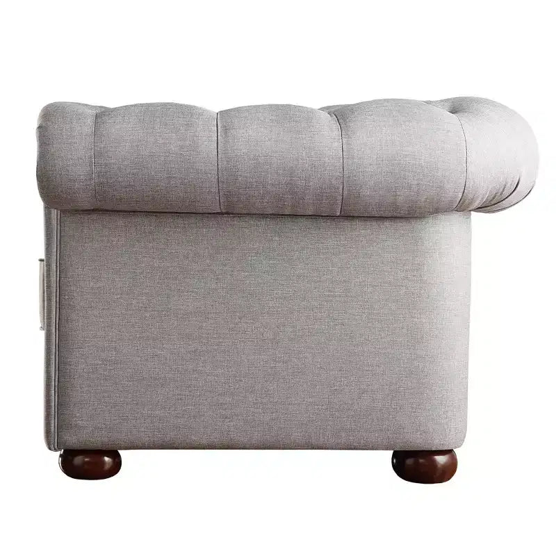 Fauteuil d'appoint de salon en lin Cartia - Gris - iNSPIRE Q