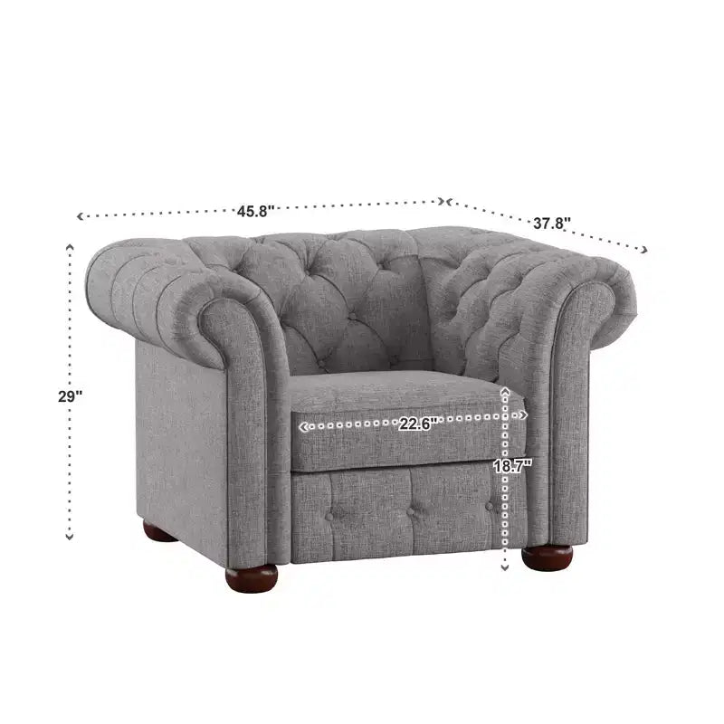 Fauteuil d'appoint de salon en lin Cartia - Gris - iNSPIRE Q