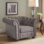 Fauteuil d'appoint de salon en lin Cartia - Gris - iNSPIRE Q