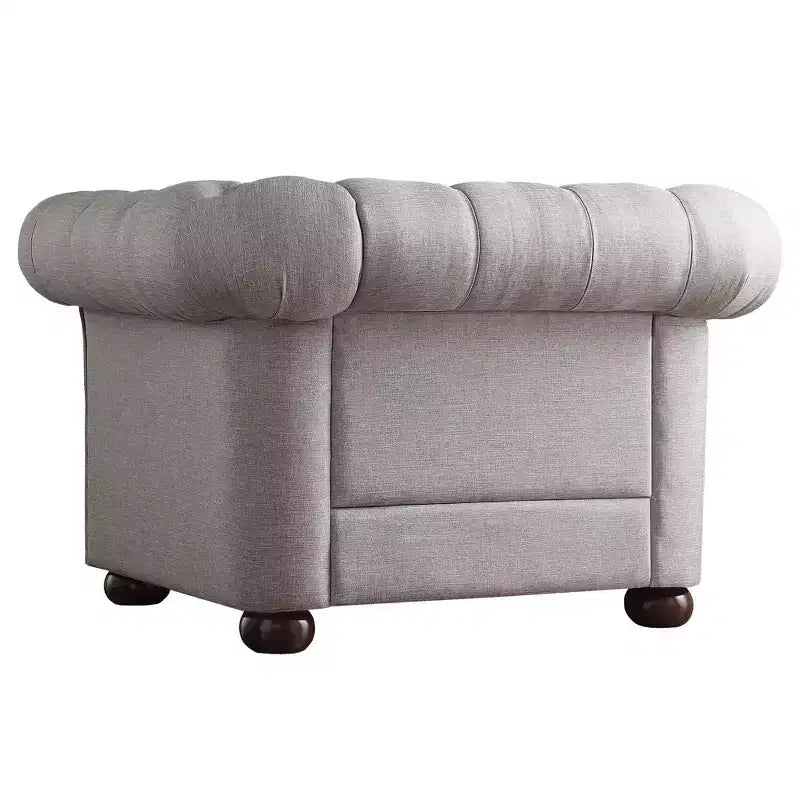 Fauteuil d'appoint de salon en lin Cartia - Gris - iNSPIRE Q