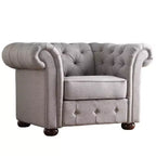 Fauteuil d'appoint de salon en lin Cartia - Gris - iNSPIRE Q