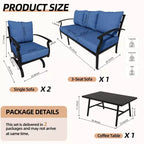 ALAULM Ensemble de conversation de terrasse 5 places, Ensemble de canapé-fauteuil à bascule extérieur avec coussins épais et table basse, Ensemble de meubles de bistrot