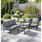 ALAULM Ensemble de conversation de terrasse 5 places, Ensemble de canapé-fauteuil à bascule extérieur avec coussins épais et table basse, Ensemble de meubles de bistrot