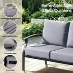 ALAULM Ensemble de conversation de terrasse 5 places, Ensemble de canapé-fauteuil à bascule extérieur avec coussins épais et table basse, Ensemble de meubles de bistrot