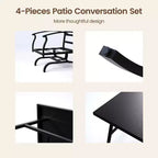 ALAULM Ensemble de conversation de terrasse 5 places, Ensemble de canapé-fauteuil à bascule extérieur avec coussins épais et table basse, Ensemble de meubles de bistrot