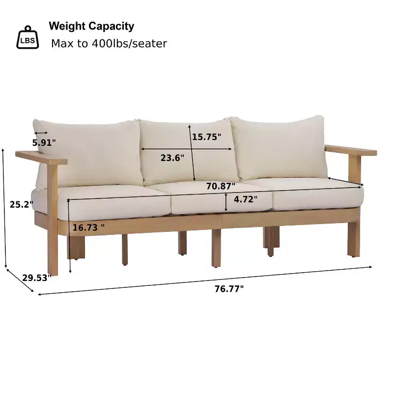 Christopher Knight Home Abena Modern 4 Piece Patio Acacia Wood Seating Set with Cushion and Slatted Coffee Table