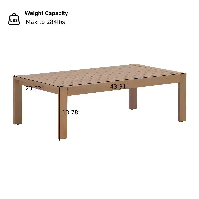 Christopher Knight Home Abena Modern 4 Piece Patio Acacia Wood Seating Set with Cushion and Slatted Coffee Table