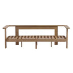 Christopher Knight Home Abena Modern 4 Piece Patio Acacia Wood Seating Set with Cushion and Slatted Coffee Table